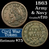 1863 Army Navy Civil War Token  1c Grades vf, very fine