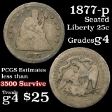 1877-p Seated Liberty Quarter 25c Grades g, good