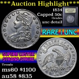 ***Auction Highlight*** 1834 Capped Bust Half Dollar 50c Graded Unc Details by USCG (fc)