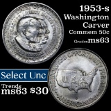 1953-s Wash/Car Old Commem Half Dollar 50c Grades Select Unc