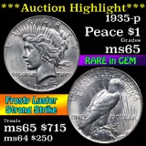 ***Auction Highlight*** 1935-p Peace Dollar $1 Grades GEM Unc (fc)