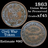 1863 Army Navy Civil War Token  1c Grades xf+