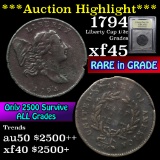 ***Auction Highlight*** 1794 Liberty Cap 1/2c Graded xf+ by USCG (fc)