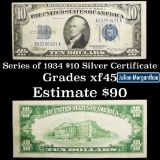 1934 Silver Certificate $10 Grades xf+