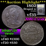 ***Auction Highlight*** 1802 s-229 Draped Bust Large Cent 1c Graded vf++ by USCG (fc)