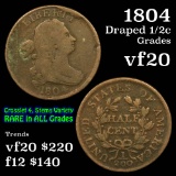 1804 Draped Bust Half Cent 1/2c Grades vf, very fine
