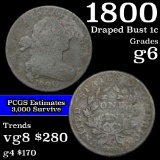 1800 80/79 2nd Hair Draped Bust Large Cent 1c Grades g+