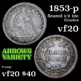 1853-p Seated Liberty Half Dime 1/2 10c Grades vf, very fine