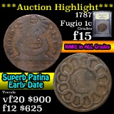 ***Auction Highlight*** 1787 Fugio Cent 1c Graded f+ by USCG (fc)