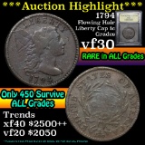 ***Auction Highlight*** 1794 Flowing Hair large cent 1c Graded vf++ by USCG (fc)
