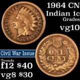 1864 CN Indian Cent 1c Grades vg+