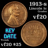 1913-s Lincoln Cent 1c Grades vf, very fine
