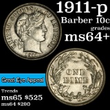 1911-p Barber Dime 10c Grades Choice+ Unc