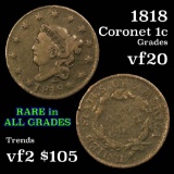 1818 Coronet Head Large Cent 1c Grades vf, very fine