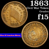 1863 The Flag Civil War Token  1c Grades f+