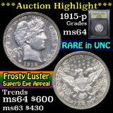 ***Auction Highlight*** 1915-p Barber Quarter 25c Graded Choice Unc by USCG (fc)