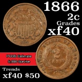 1866 2 Cent Piece 2c Grades xf