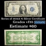 1934A Funny Back Silver Certificate $1 Grades vf++