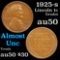 1925-s Lincoln Cent 1c Grades AU, Almost Unc