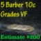 5 assorted dates  Barber Dime 10c Grades vf, very fine