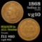 1868 Indian Cent 1c Grades vg+