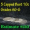 5 assorted dates  Capped Bust Dime 10c Grades ag-g