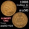 1908 Indian Cent 1c Grades AU, Almost Unc