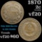 1870 2 Cent Piece 2c Grades vf, very fine