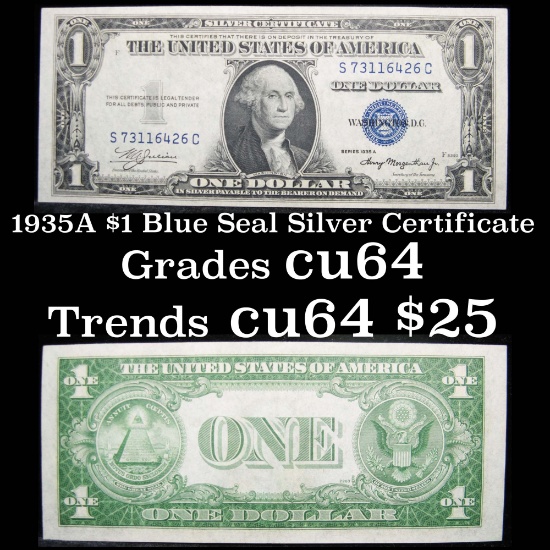 1935A $1 Blue Seal Silver Certificate Grades Choice CU