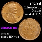1929-s Lincoln Cent 1c Grades Choice Unc BN