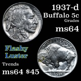 1937-d Buffalo Nickel 5c Grades Choice Unc