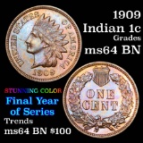 1909 Indian Cent 1c Grades Choice Unc BN