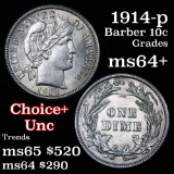 1914-p Barber Dime 10c Grades Choice+ Unc (fc)