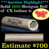 ***Auction Highlight*** Full 50 pc shotgun roll 1859  Indian Cent 1c v-vg (fc)