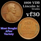 1909 vdb Lincoln Cent 1c Grades vf++