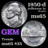 1950-d Jefferson Nickel 5c Grades GEM Unc