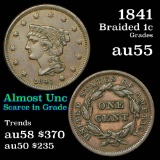 1841 Braided Hair Large Cent 1c Grades Choice AU (fc)