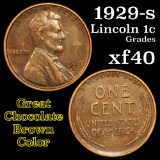 1929-s Lincoln Cent 1c Grades xf