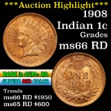 ***Auction Highlight*** 1908 Indian Cent 1c Grades GEM+ Unc RD (fc)
