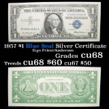 1957 $1 Blue Seal Silver Certificate, Sigs Priest/Anderson Grades Gem++ CU