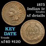 1875 Indian Cent 1c Grades xf details