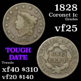 1828 Coronet Head Large Cent 1c Grades vf+