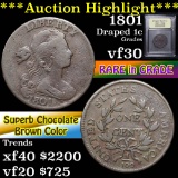 ***Auction Highlight*** 1801 Draped Bust Large Cent 1c Graded vf++ by USCG (fc)