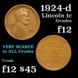 1924-d Lincoln Cent 1c Grades f, fine