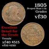 1805 Draped Bust Half Cent 1/2c Grades vf++ (fc)