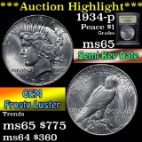 ***Auction Highlight*** 1934-p Peace Dollar $1 Graded GEM Unc by USCG (fc)