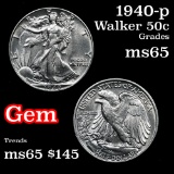 1940-p Walking Liberty Half Dollar 50c Grades GEM Unc