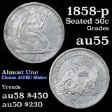 1858-p Seated Half Dollar 50c Grades Choice AU (fc)
