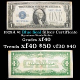 1928A $1 Blue seal Silver Certificate , sigs Woods/Mellon Grades vf++