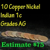 10 assorted copper nickel Indian cents 1859-1864 Grades ag, almost good